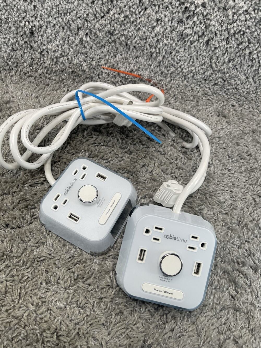CubieTime BPECT Hotel Alarm Clock With 2 Outlets 2 USB Ports White Tested 2pk